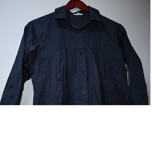 CLU Navy Button Front Shirt Dress 3/4 Sleeve Size S - Picture 2 of 3